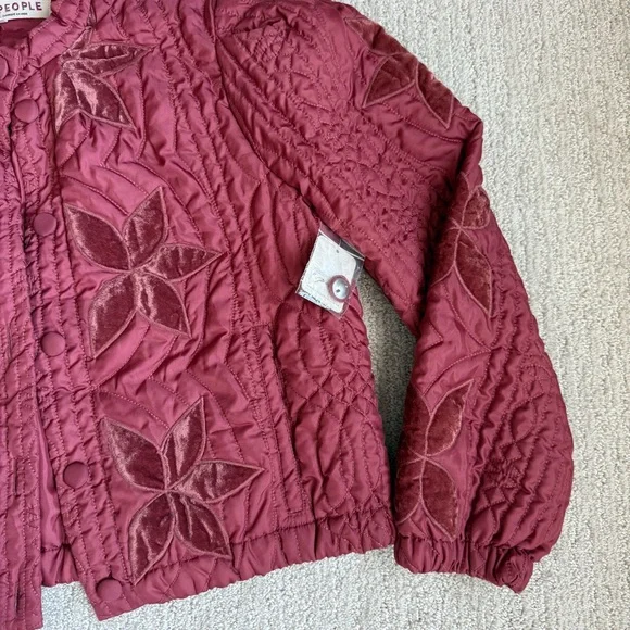 Free People- Quinn Quilted Jacket in Marsala Small - Picture 7 of 10